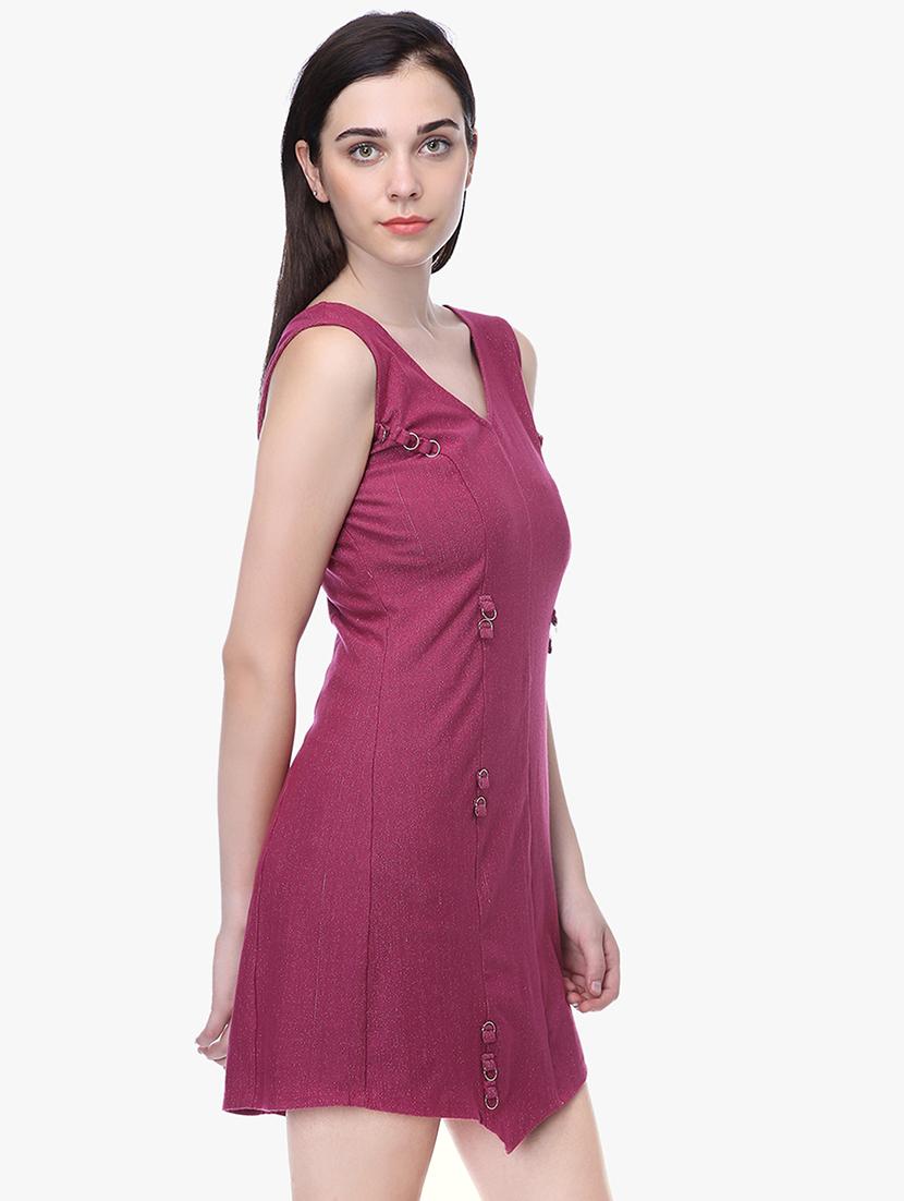 v neck asymmetric dress - 16701593 - Zoom Image - 2