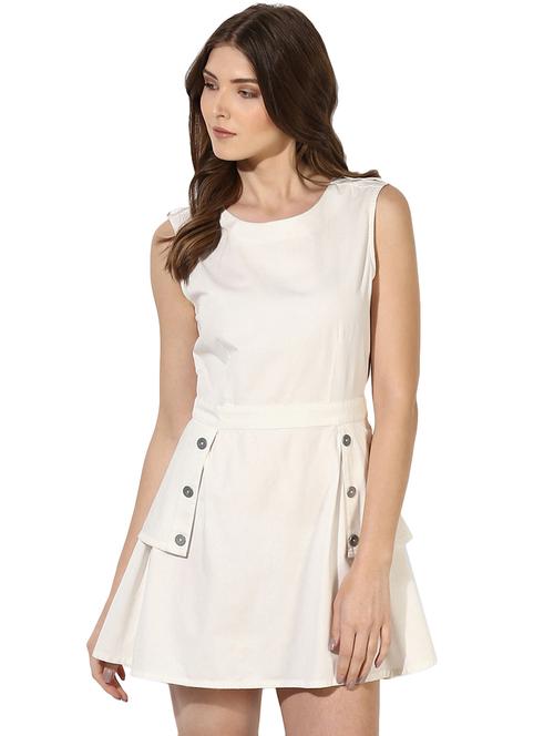 button detail a-line dress - 16701645 - Standard Image - 1
