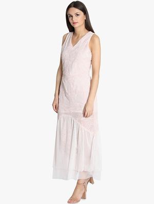 v neck embroidered maxi dress - 16701649 - Standard Image - 2