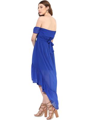 off shoulder gathered hem high low dress - 16701650 - Standard Image - 3