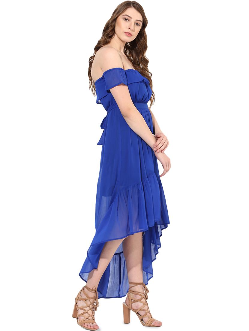 off shoulder gathered hem high low dress - 16701650 - Zoom Image - 2