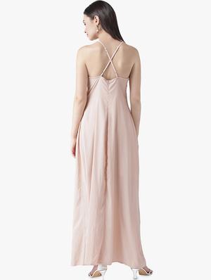 halter neck lace inserted overlap dress - 16701692 - Standard Image - 3