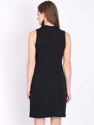 mock neck eyelet detail sheath dress - 16701729 - Standard Image - 3