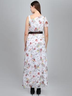 contrast belted floral maxi dress - 16701743 - Standard Image - 3