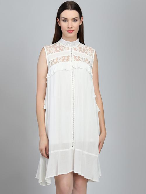 lace panel a-line dress - 16701751 - Standard Image - 1