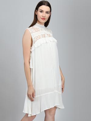 lace panel a-line dress - 16701751 - Standard Image - 2