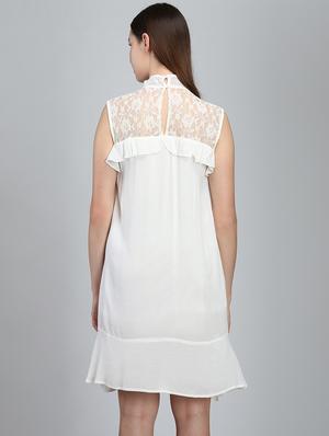 lace panel a-line dress - 16701751 - Standard Image - 3