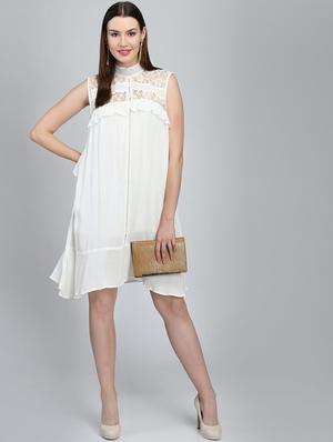 lace panel a-line dress - 16701751 - Standard Image - 4