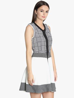 v-neck printed a-line dress - 16701781 - Standard Image - 2