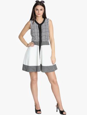 v-neck printed a-line dress - 16701781 - Standard Image - 4