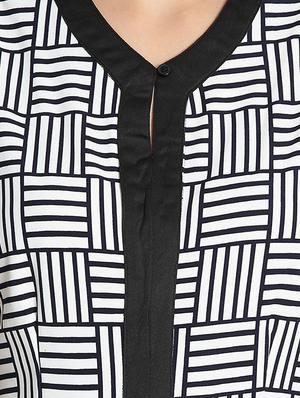 v-neck printed a-line dress - 16701781 - Standard Image - 5