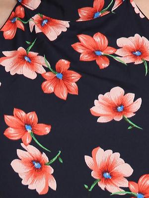 halter neck floral asymmetric dress - 16701817 - Standard Image - 4