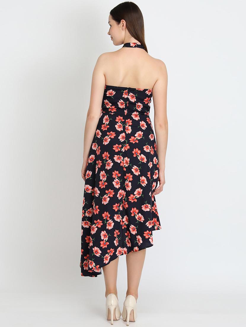 halter neck floral asymmetric dress - 16701817 - Zoom Image - 3