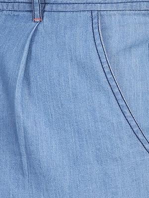 blue solid denim shorts - 16701818 - Standard Image - 5