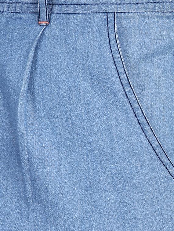 blue solid denim shorts - 16701818 - Zoom Image - 5
