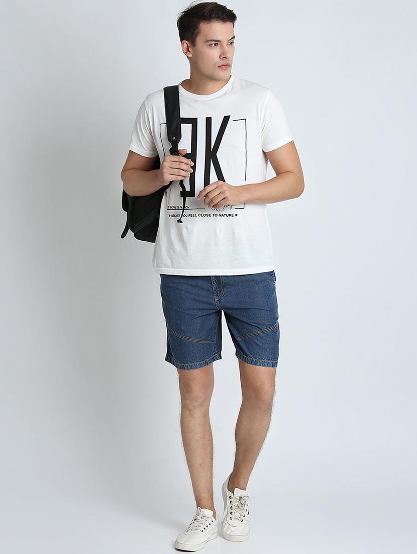 blue solid shorts - 16701836 - Zoom Image - 4