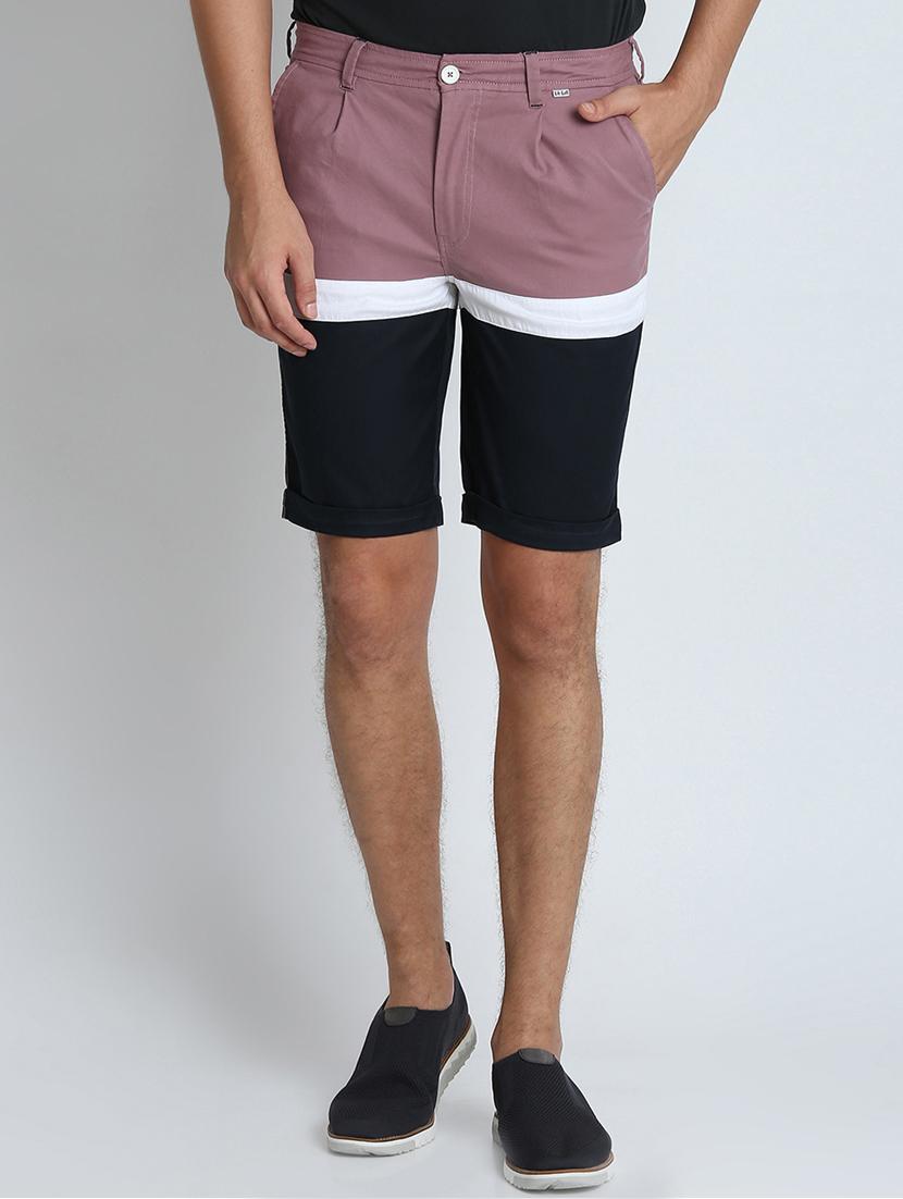 purple color block bermuda shorts - 16701847 - Zoom Image - 1