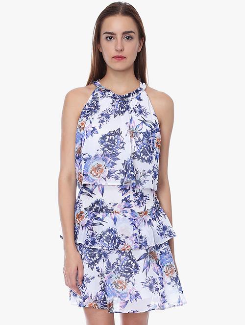 halter neck floral a-line dress - 16701877 - Standard Image - 1