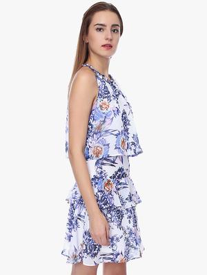 halter neck floral a-line dress - 16701877 - Standard Image - 2