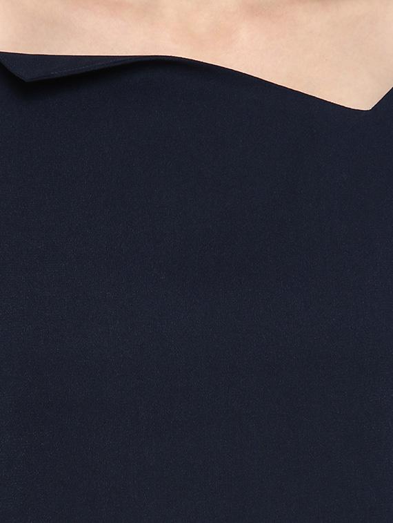 contrast detail asymmetric neck sheath dress - 16701880 - Zoom Image - 5