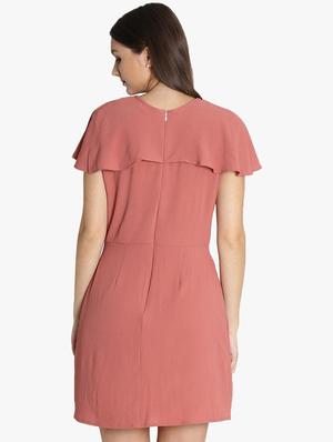 ruffle sleeved solid a-line dress - 16701897 - Standard Image - 3