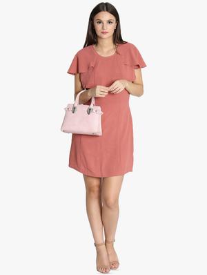 ruffle sleeved solid a-line dress - 16701897 - Standard Image - 4