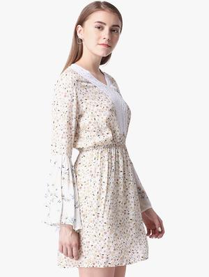 lace trim floral a-line dress - 16701921 - Standard Image - 2