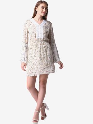 lace trim floral a-line dress - 16701921 - Standard Image - 4