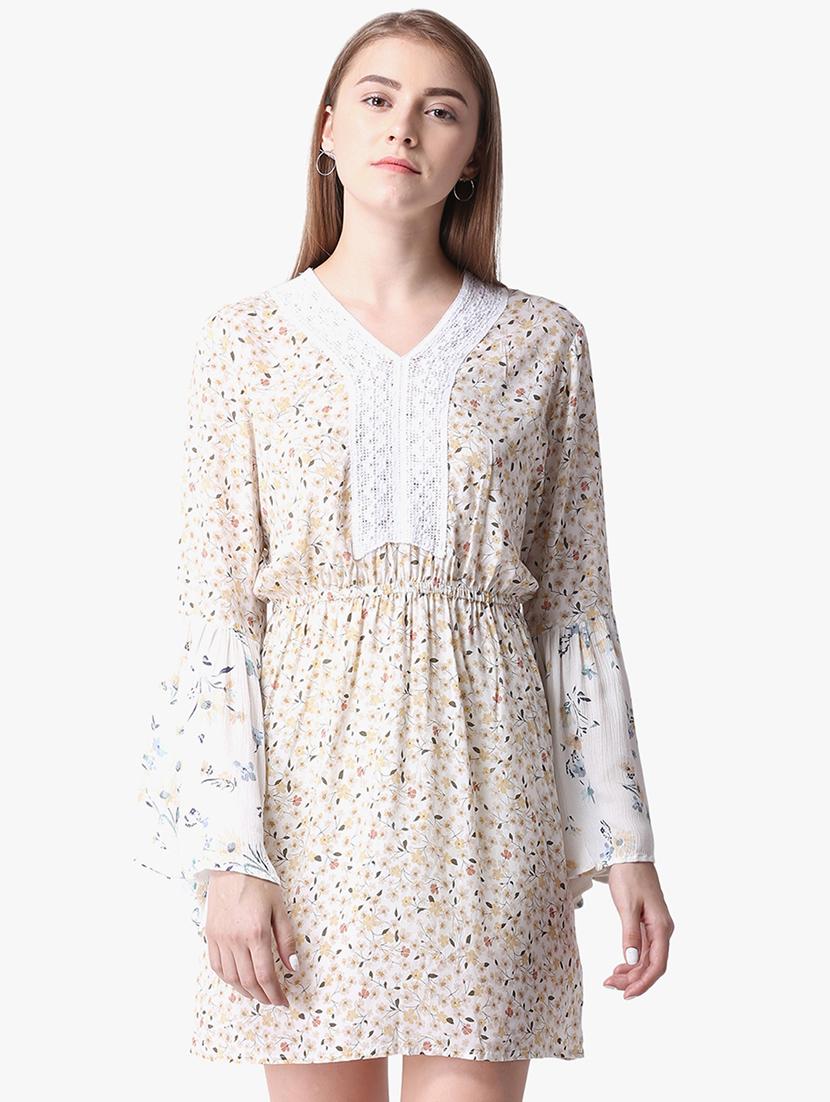 lace trim floral a-line dress - 16701921 - Zoom Image - 1