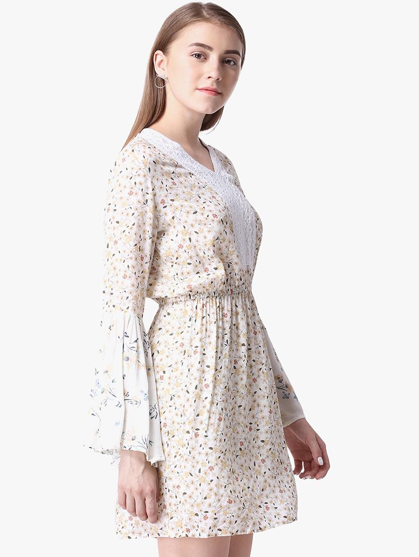 lace trim floral a-line dress - 16701921 - Zoom Image - 2
