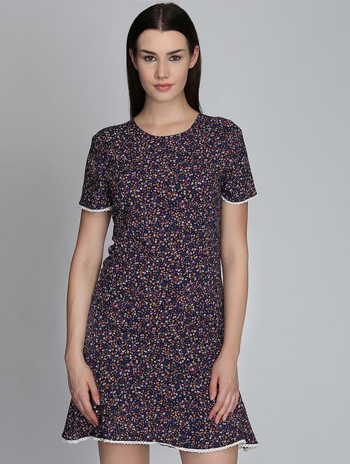 lace detail ditsy floral a-line dress - 16701943 - Standard Image - 1