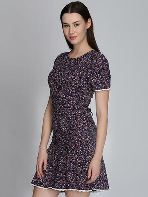 lace detail ditsy floral a-line dress - 16701943 - Standard Image - 2