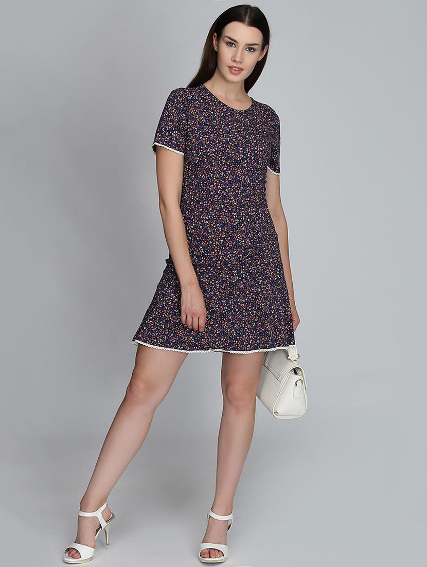 lace detail ditsy floral a-line dress - 16701943 - Zoom Image - 4