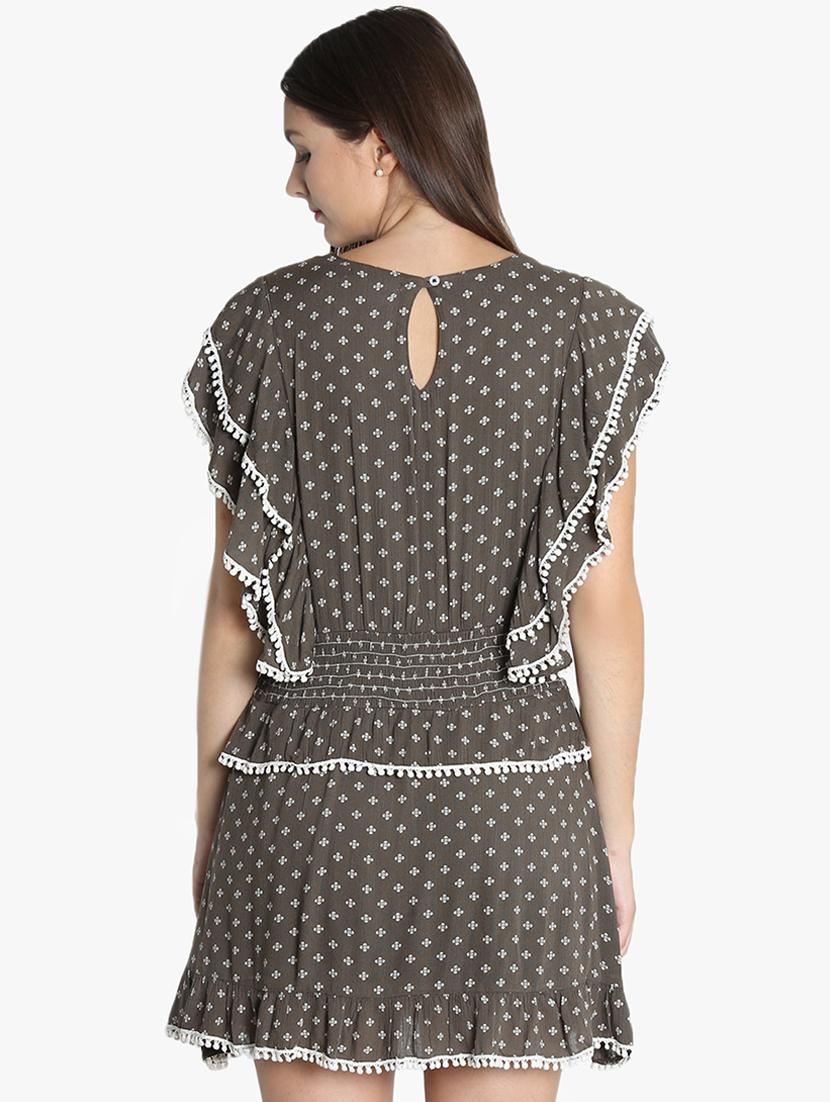 lace detail smocked waist a-line dress - 16701958 - Zoom Image - 3