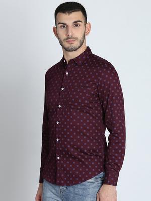 maroon printed casual shirt - 16701959 - Standard Image - 2
