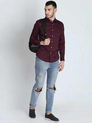 maroon printed casual shirt - 16701959 - Standard Image - 4