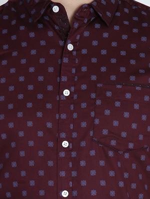 maroon printed casual shirt - 16701959 - Standard Image - 5