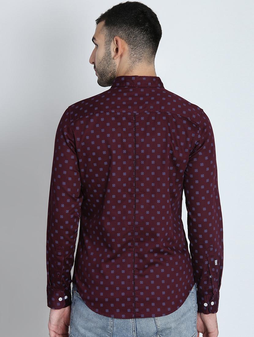 maroon printed casual shirt - 16701959 - Zoom Image - 3