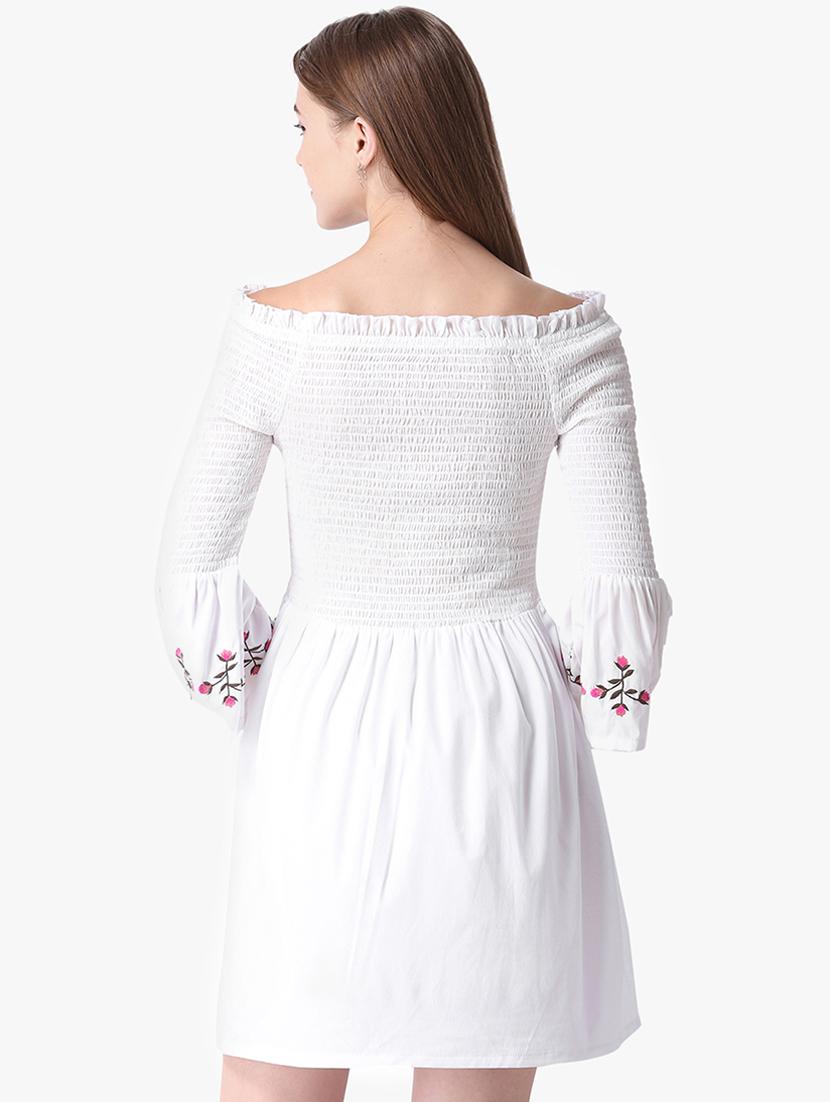 bell sleeved smocked a-line dress - 16701960 - Zoom Image - 2