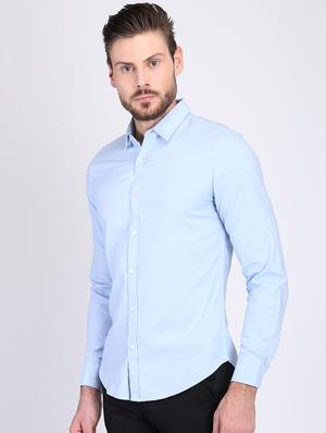 blue solid casual shirt - 16701962 - Standard Image - 2