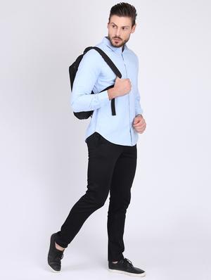 blue solid casual shirt - 16701962 - Standard Image - 4
