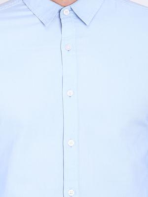 blue solid casual shirt - 16701962 - Standard Image - 5