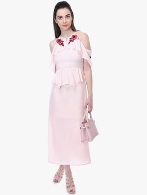 cold shoulder embroidered detail maxi dress - 16701972 - Standard Image - 2