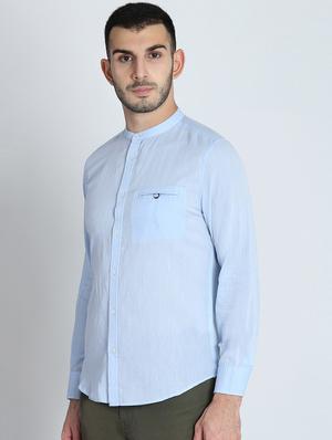 light blue solid casual shirt - 16701988 - Standard Image - 2