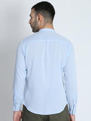light blue solid casual shirt - 16701988 - Standard Image - 3