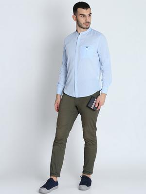 light blue solid casual shirt - 16701988 - Standard Image - 4