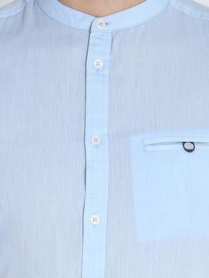 light blue solid casual shirt - 16701988 - Standard Image - 5