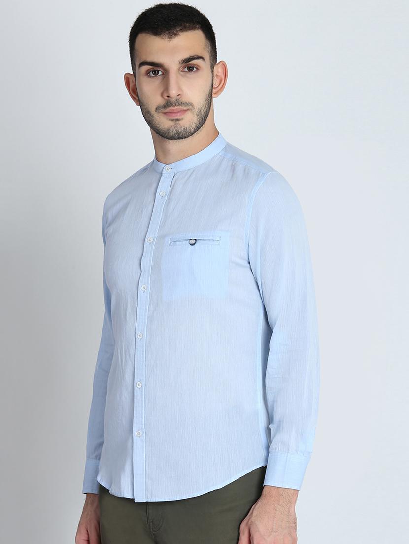 light blue solid casual shirt - 16701988 - Zoom Image - 2