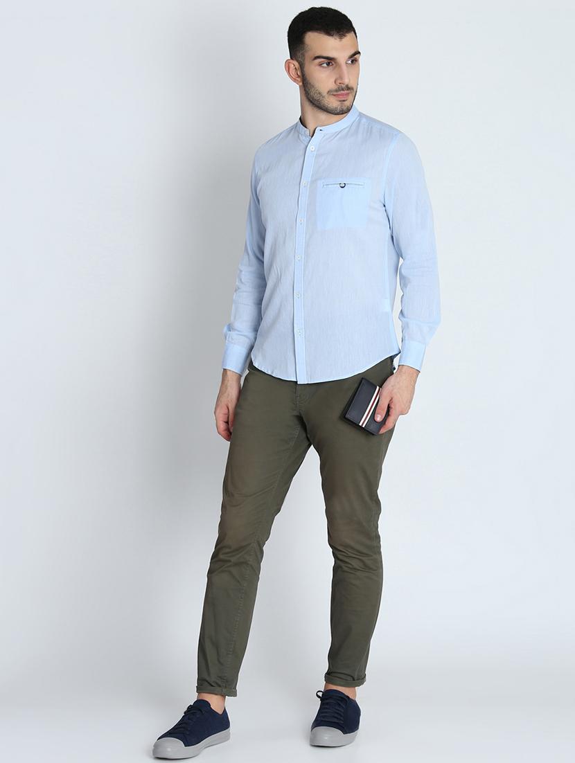 light blue solid casual shirt - 16701988 - Zoom Image - 4