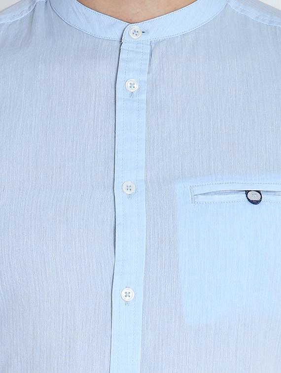 light blue solid casual shirt - 16701988 - Zoom Image - 5